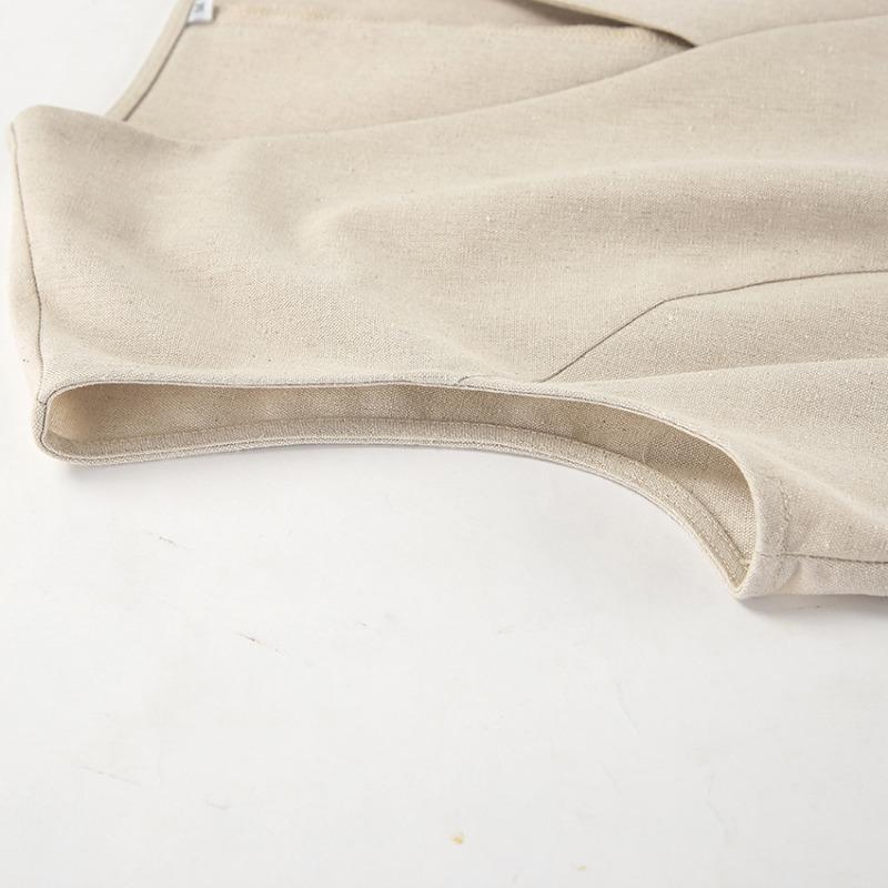 Women's Cotton and Hemp Fabric Set Commuting 2-piece Set V-neck Vest+Loose Wide Leg Pants New Fashion Spring Summer