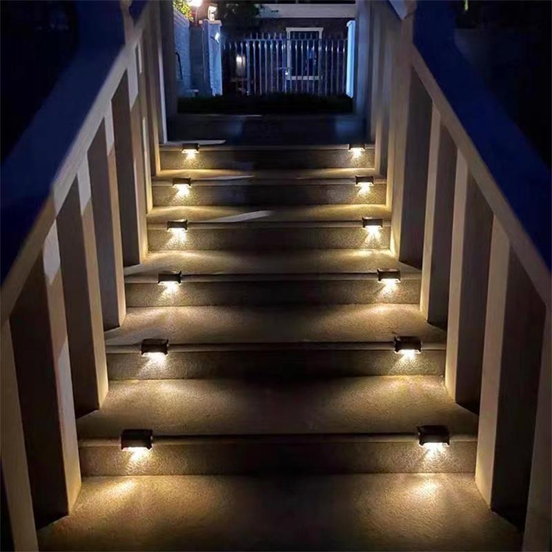 4Pack LED Solar Stair Light Lamp Waterproof Passage Courtyard Guardrail Step Night Light for Outdoor Garden Borders Terrace