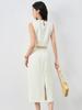 Fashion Pearl Collar Sleeveless Vest & Hip-Hugging Midi Skirt Set