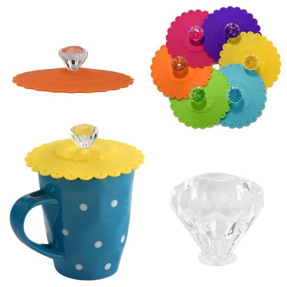 Cup Lids Lids Colorful Diamond Handle Kitchen Supplies