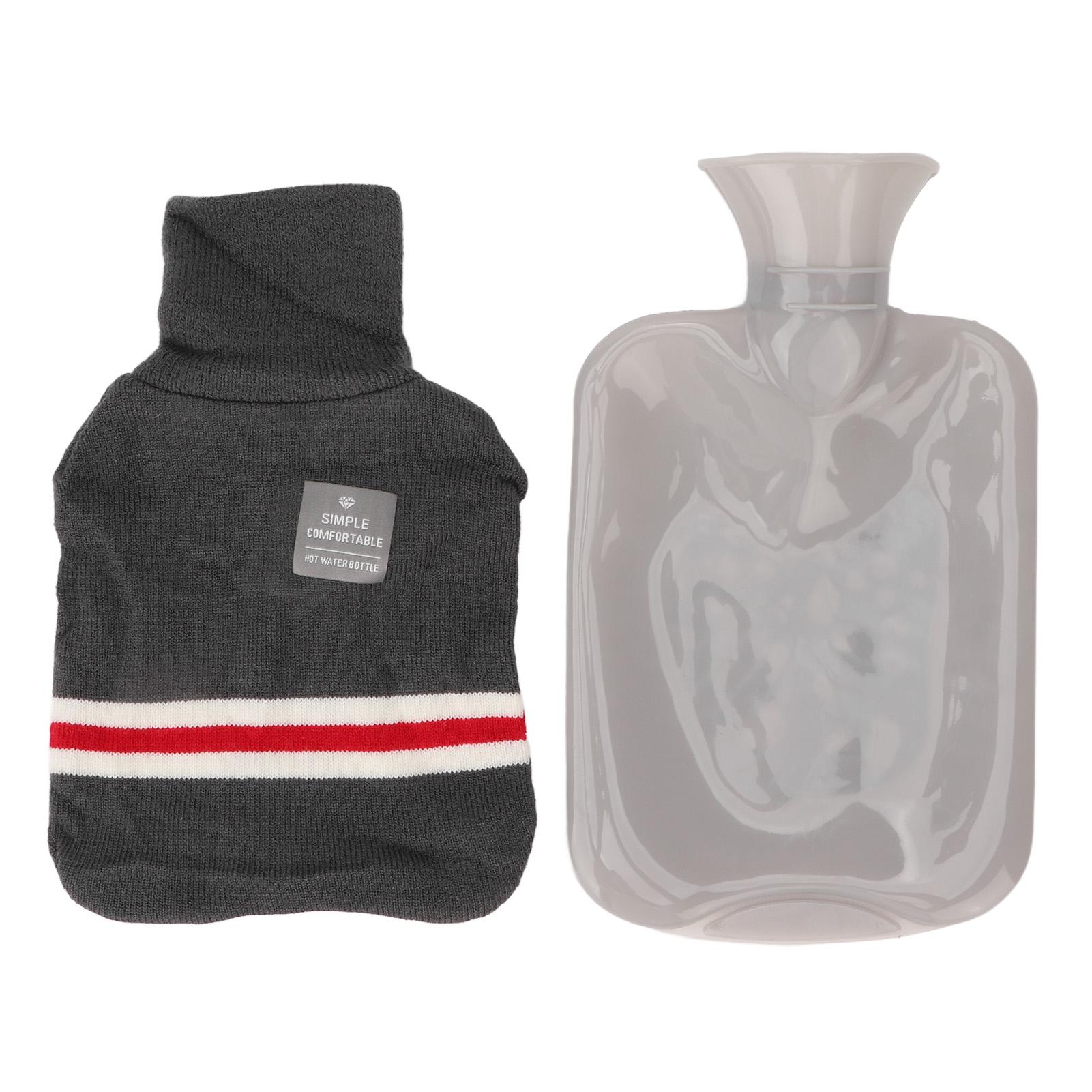 

1000ml Hot Water Bottle Hot Cold Compress Portable Hot Water Warmer with Dark Grey Knit Cover for