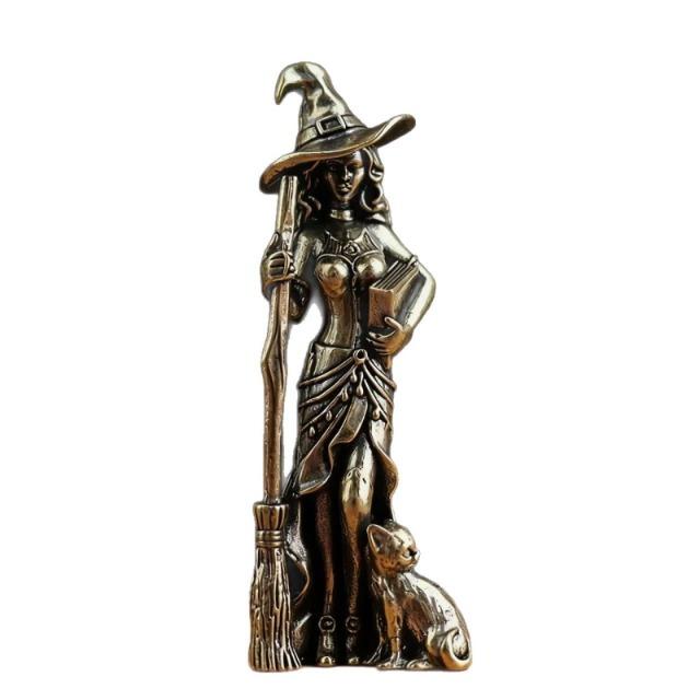 

Intricate Craft Magic Witch - Vintage Brass Lead-Free Collector s Item Desktop Shelf Decor for Enthusiasts