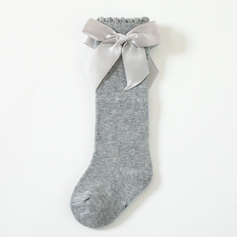 Spanish Baby Girl Dress Socks: Cotton-Polyester with Large Bow and Loose Cuff