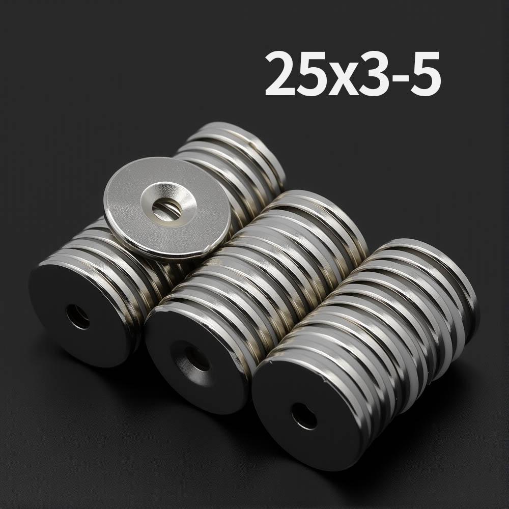 25x3-5mm Powerful with holes Neodymium Magnet N35 NdfeB Permanent Magnetic imanes Round Super Strong Fridge Magnets DIY