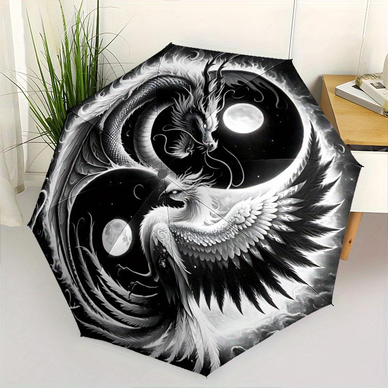 

1pc Yin Yang Dragon and Phoenix Automatic Opening and Closing Umbrella - Suitable for Various Occasions, Outdoor Activities, Lightweight and Dura