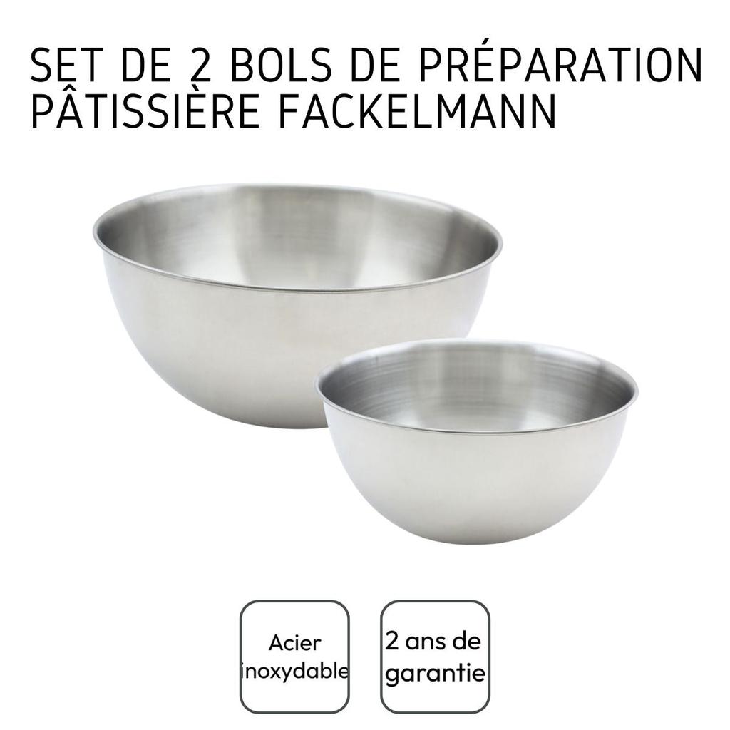 Set of 2 Stainless Steel Mixing Bowls 20.5 and 25 Cm Fackelmann Basic Ref. 9983550