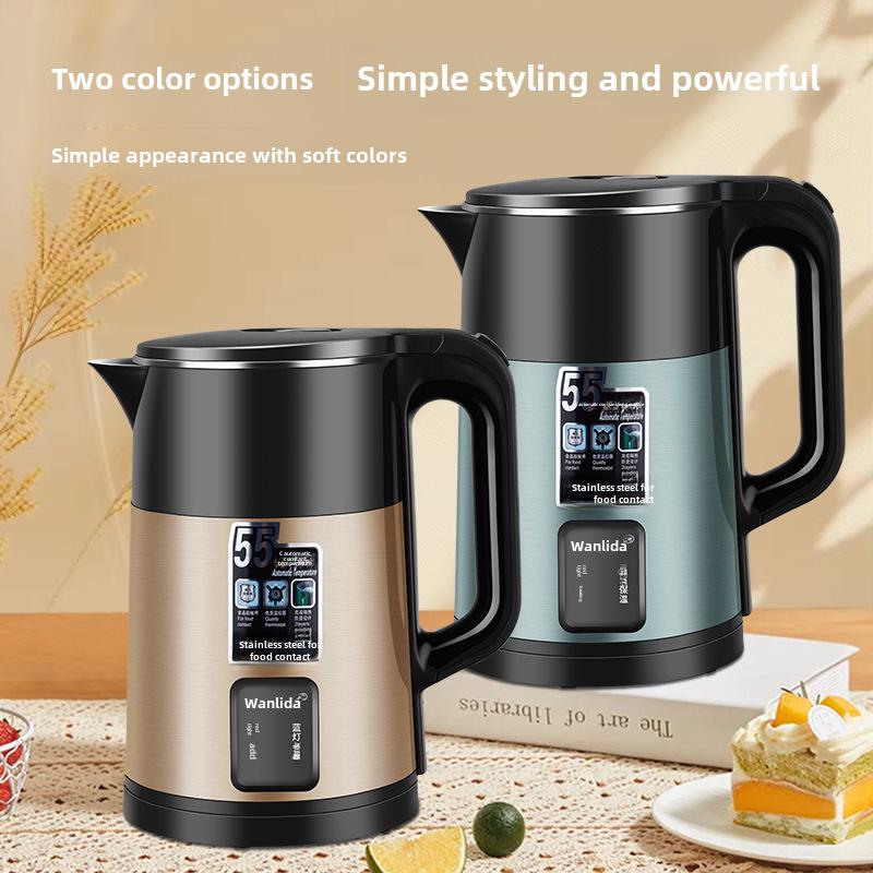 غلاية كهربائية وانليدا بطبقتين من الفولاذ المقاوم للصدأ مع إيقاف تشغيل تلقائي