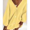 New Autumn Winter Casual Loose Solid Color Long-sleeved Pearl Button Sweater Cardigan Jacket for Women