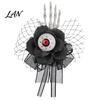 Realistic Floral Wrist Corsage Gothic Flower for Halloween Party, Black Wedding Corsage, Romantic Costume Decoration Accessory Day of The Dead