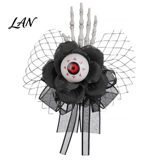 Realistic Floral Wrist Corsage Gothic Flower for Halloween Party, Black Wedding Corsage, Romantic Costume Decoration Accessory Day of The Dead