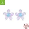 Dripping Oil Flower Stud Earrings Collection Mori Small Fresh S925 Sterling Silver Small Flower Stud Earrings