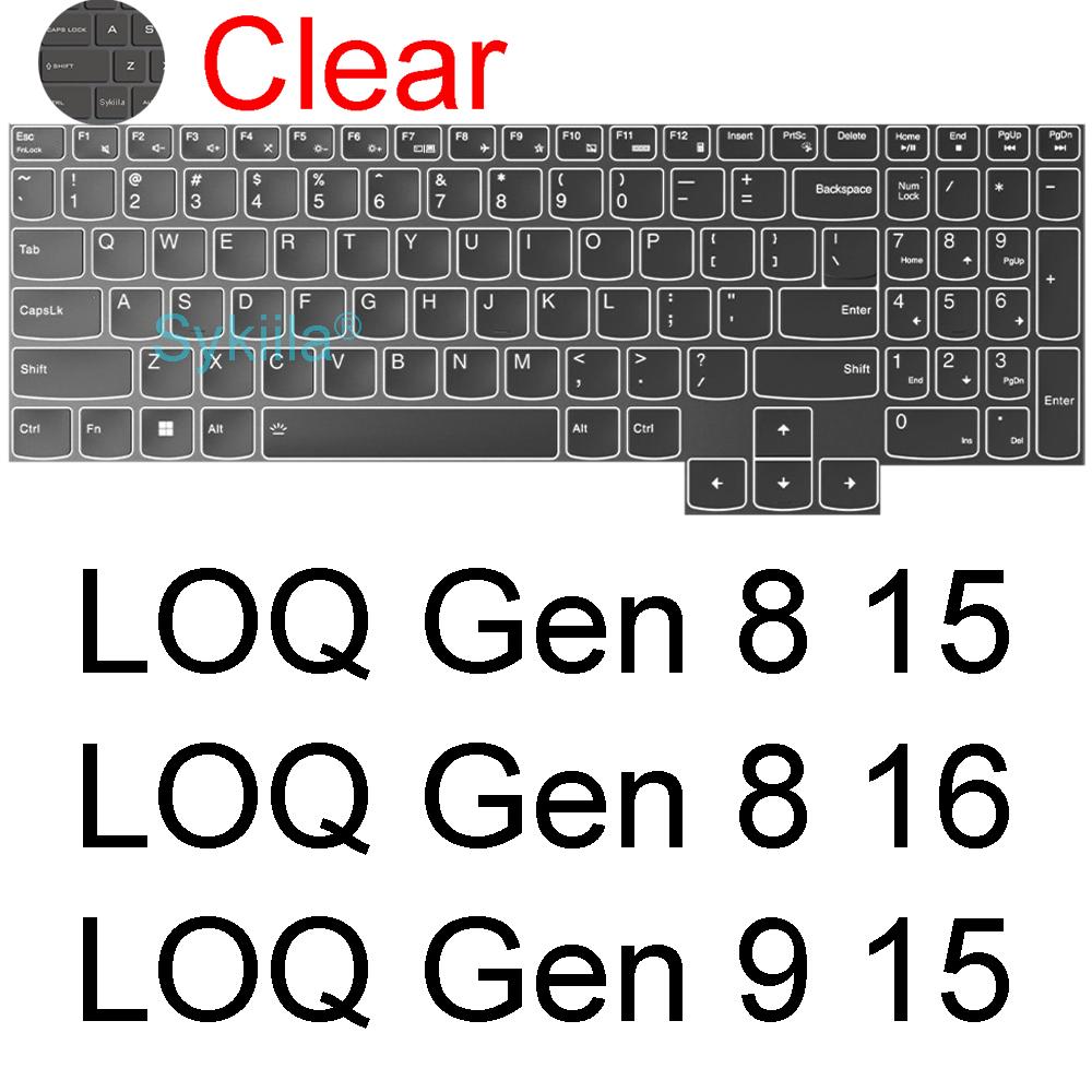 

Keyboard Cover for Lenovo LOQ Gaming 15 16 15ARP9 15IRX9 15AHP9 16APH8 16IRH8 Essential Gen 9 Silicone Protector Skin Case 15.6