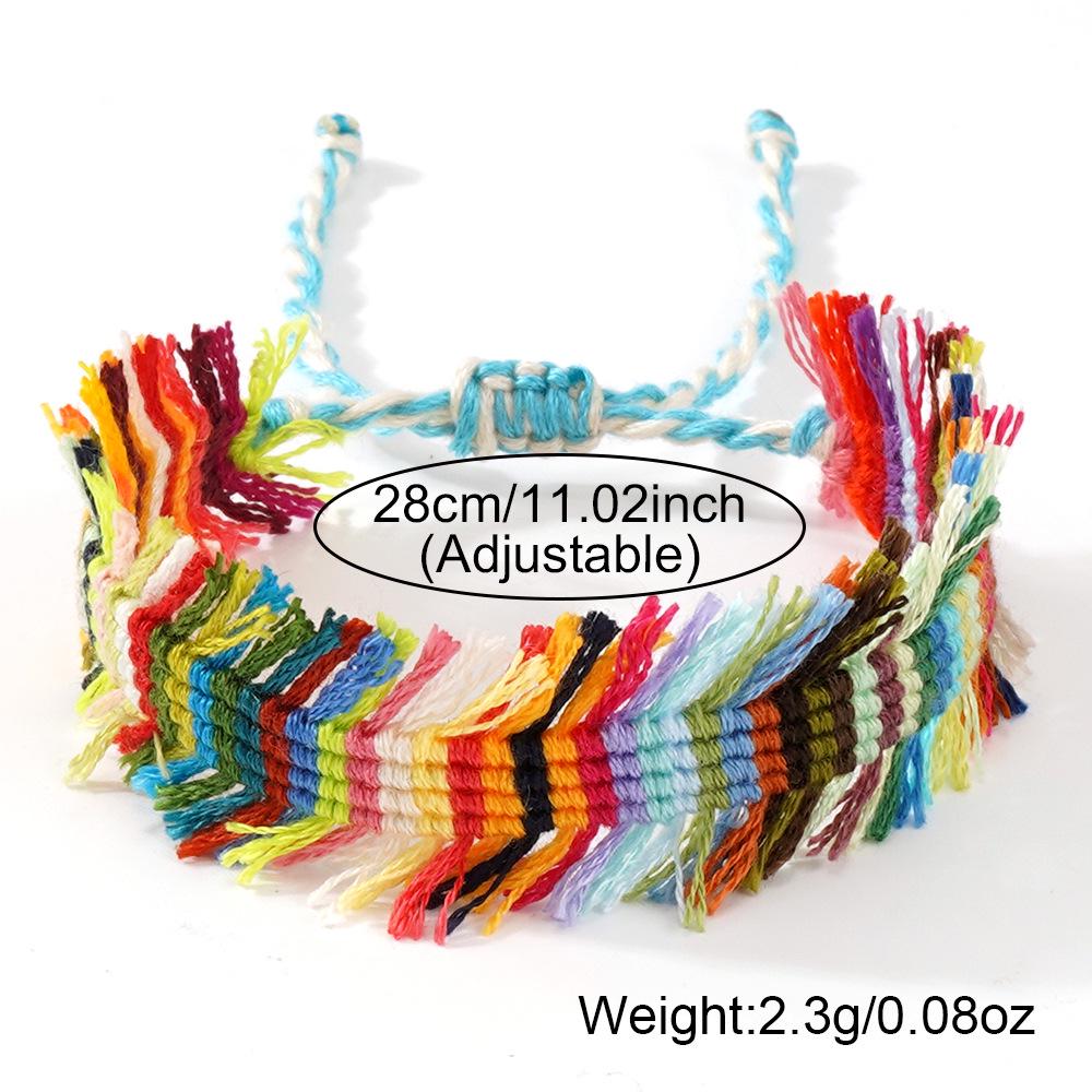 Multicolor Tassel Woven Bracelet: Handmade Braided Rope with Adjustable Knot for Couples