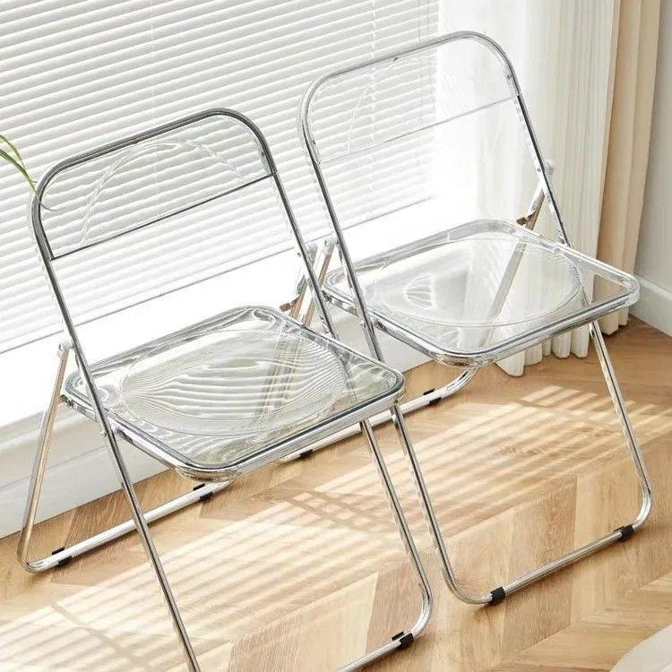 Trendy Clear Acrylic Folding Chair - Simple, Thickened Design for Makeup, Dining, or Home