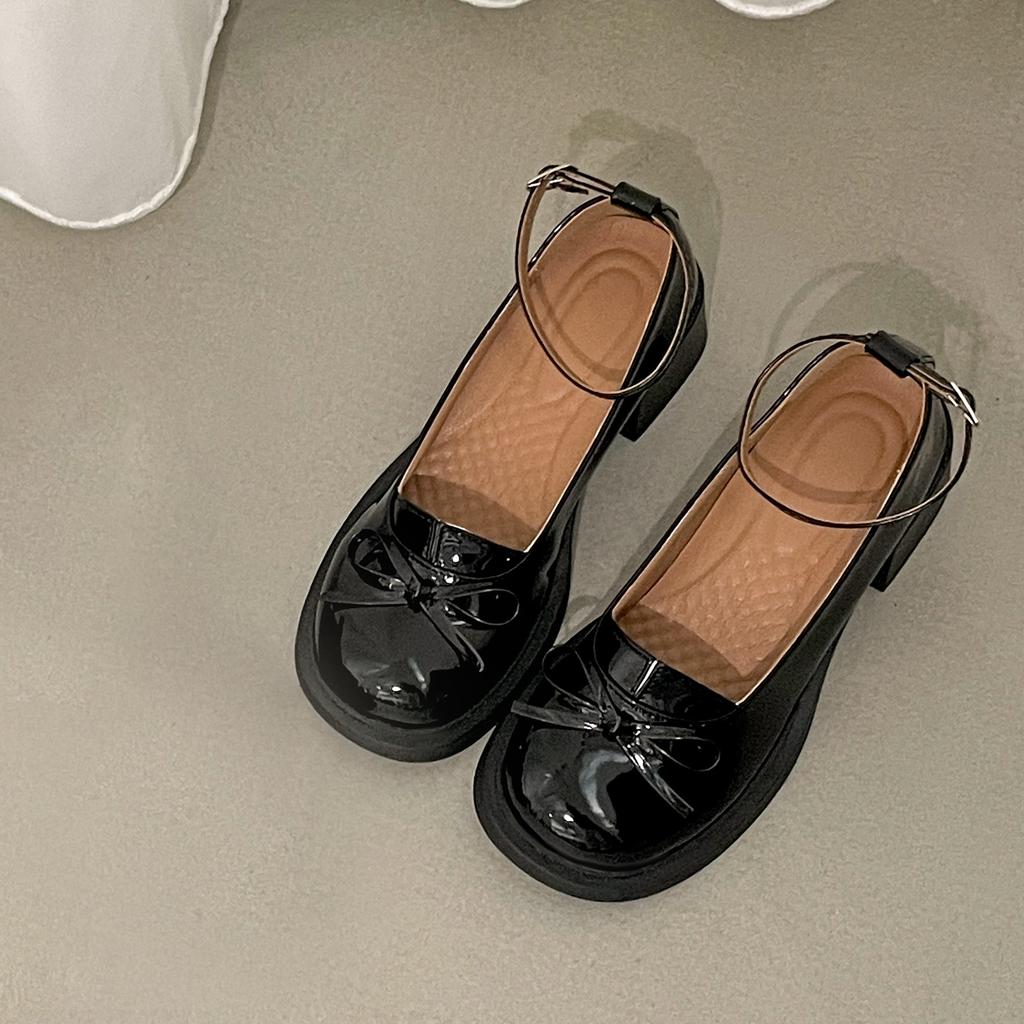 Fashion Comemore Red Mary Jane Women Pumps Thick High Heels Shoes Female Lolita Square Toe Shoes Spring Fashion Party Leather Woman Shoe