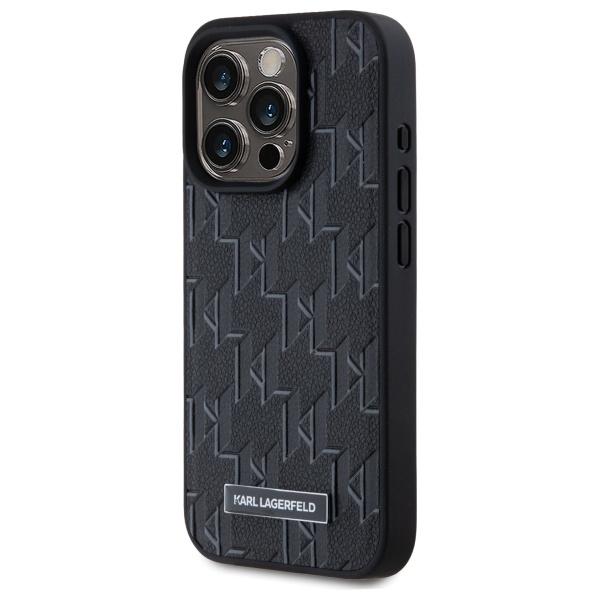Karl Lagerfeld Klhmp15Lpkhporpk Iphone15 Pro 6.1 Hardcase Czarny/Black Leather Monogram Metal Logo Magsafe
