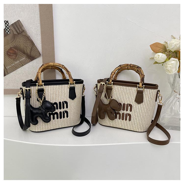 Straw bag women's popular niche design women's bamboo bag women's shoulder messenger bag summer seaside beach bag