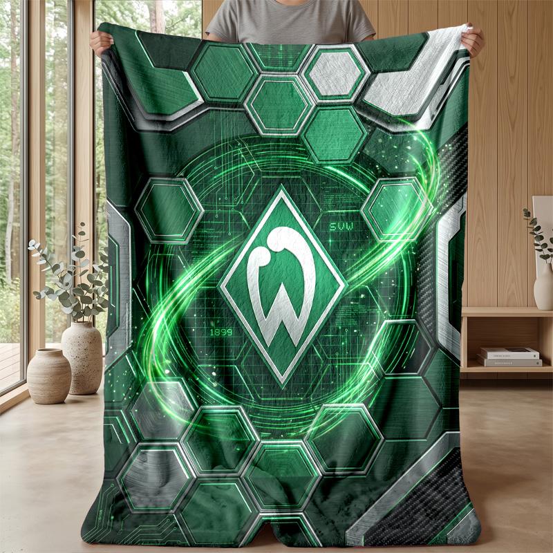 Coperta in Flanella con Stampa Calcio Werder Bremen, Coperta Morbida Calda Leggera per Divano Letto Campeggio