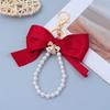 Creative  Big Bow Tie Key Chain Pearl Chain Keychain Women'S Bag Pendant Car Keychain Tote Hanging Ornament