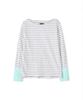 SALON DE YOHN Stripe Cuffs T_ Gray+Mint