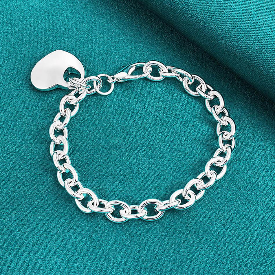 

Браслет-подвеска в виде сердца из стерлингового серебра 925 пробы для женщин, свадебные и помолвочные модные вечерние украшения 20cm