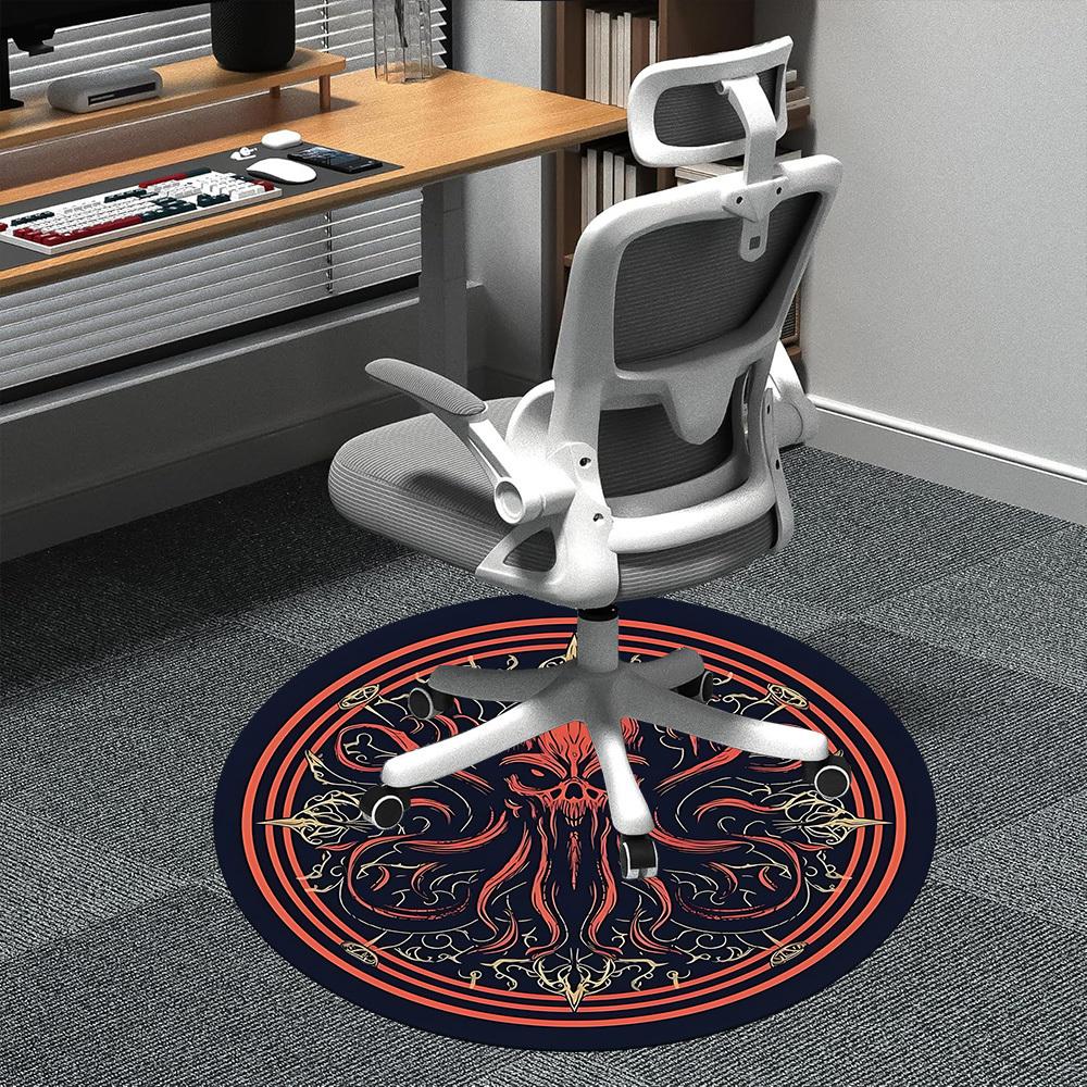 1pc Cthulhu Mandala Office Round Area Rug, Mat Suitable ForOffice, Under Office Chairs Bedroom Living Room Home Decor, Room Deco