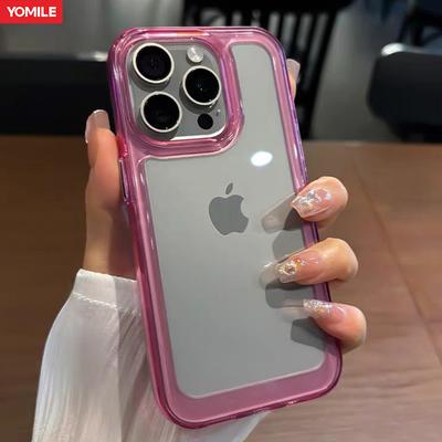 Candy Transparent HD Bumper Case For iPhone 16 15 Pro Max 14 13 12 11 X Xs Max XR 7 8 Plus Mini SE Shockproof  Cover