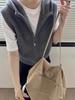 Textured and slimming! Women's 100% Wool Hooded Layered Knit Sleeveless Vest Sweater