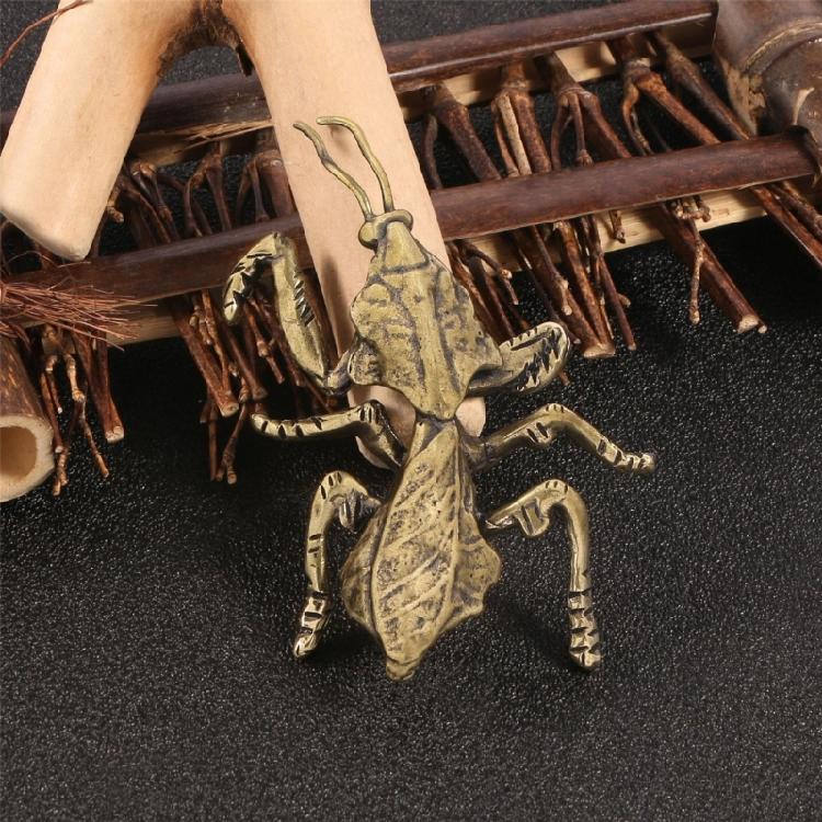 Scultura di Mantide Religiosa in Ottone Insetto Statuetta Miniatura Antica per Arredamento Soggiorno Intaglio Ornamento da Collezione