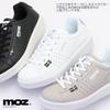 Mozu Platform Court Casual Size 19612 Women's Lace-Up Sneakers, White/Silver, 25.0cm, No.
