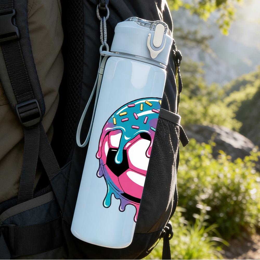 1PC Dripping Multicolor Ball Art 750ml Color Plastic Water Bottle Leakproof Flip Straw Lid For Sports Office Home Use