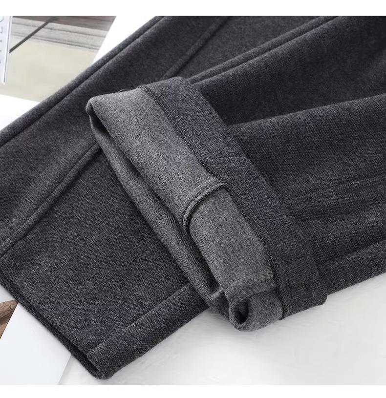 Women's Beige Cashmere Wool Blend Wide-Leg Pants with Fleece Lining - Autumn/Winter 2024 Collection
