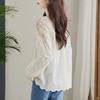 Apricot Lace Women's Long Sleeve Hollow Shirt – 2025 Spring Chic Cotton Design