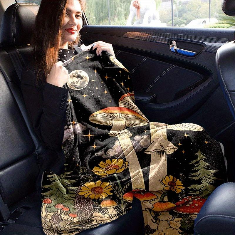 1pc Mushroom Printing Lightweight Flannel Blanket, Comfortable and Warm Blanket, for Camping Sofa Bed and Couch Office, Gift