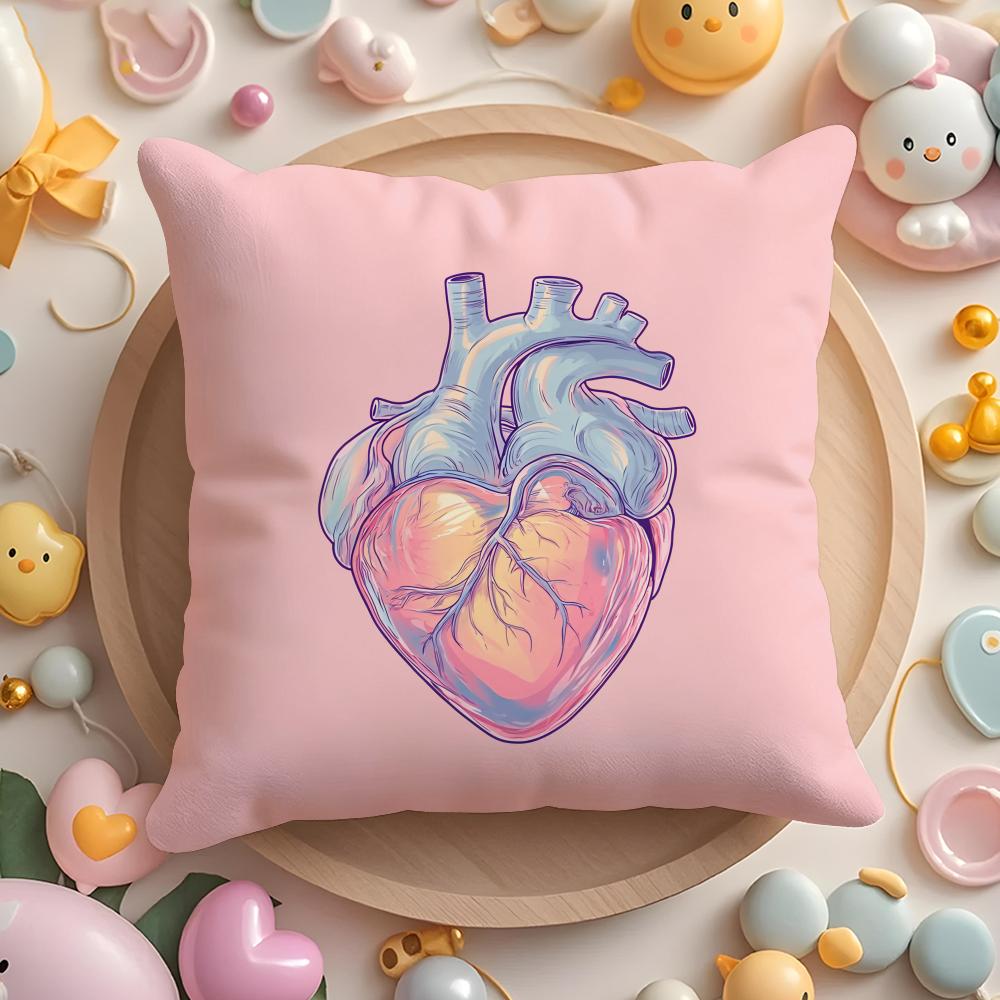 Heart Art Cushion Cover Short Plush DoubleSided Printing Home Machine Washable In Warm Winter Pillow Cover