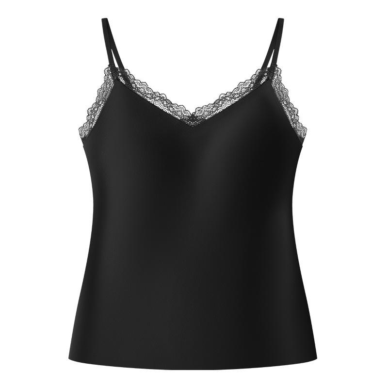 

Camellia polished lace sling vest with its own pad rabbit wear inside ultra-thin invisible and seamless M（ 45-55kg ） чёрный