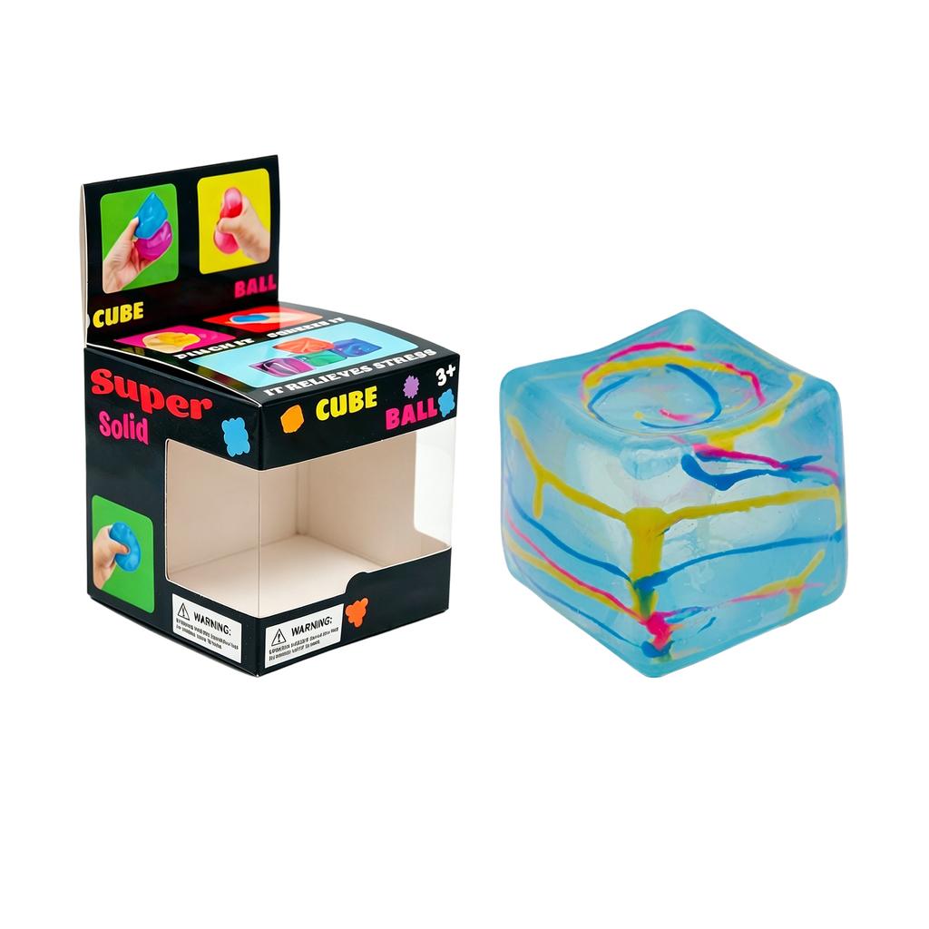 Jouet cube anti-stress Forme glaçon moulé Souple à presser Jouet sensoriel Fidget Matériau durable pour enfants et adultes