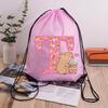 Capibara Girls Drawstring Backpack Cute Capybara Letter A-Z Storage Bag Kids Outdoor Sport Travel Rucksack Children Gifts