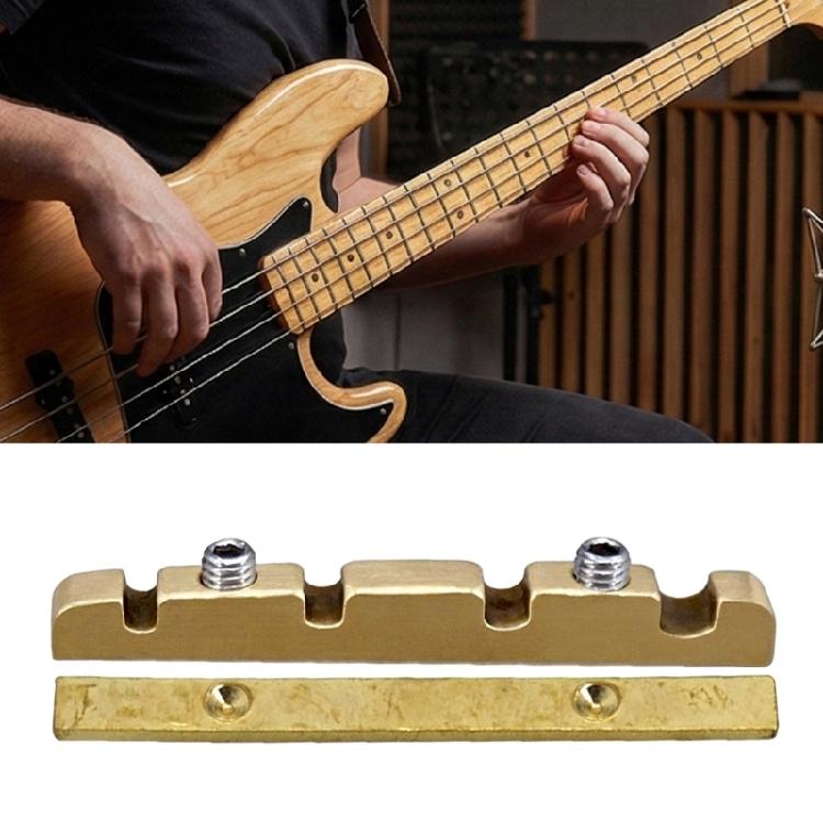 Electric Bass Guitar Brass Nut 38mm Length Roller Grooves String Spacing Adjustable Height Set