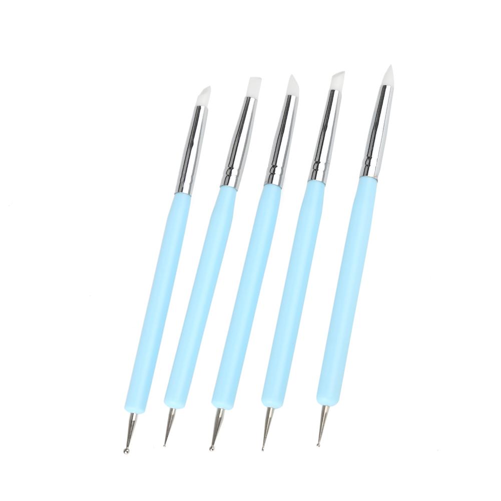 5pcs Silicone Clay Sculpture Tools Double Head Ball Stylus Sculpting Modeling Tool (Blue)