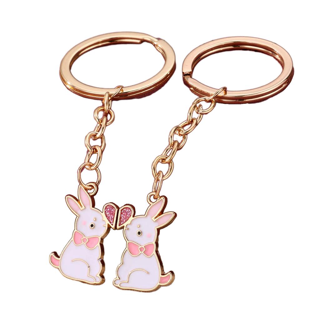 2 Pieces Cute Animal Keychain Set Magnetic Keychains Alloy Material Fashion Bag Pendant Trendy Bag Charm for Kids Girls