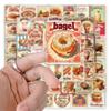 10/30/50pcs Retro Food Cake Noodle Cartoon Stickers Aesthetic Decals Waterproof DIY Fridge Laptop Vintage Decoration Sticker