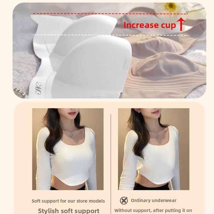 Female Spring and Summer Without Shoulder Strap Pure Want To Non Slip Small Chest Gather Shoulder Off with Chest Beauty Back Underwear