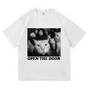 Open The Door Funny Cat T Shirt Fashion Humorous Cat Men/women Clothing Harajuku Clothes Cotton T Shirts for Cat Lover Gifts