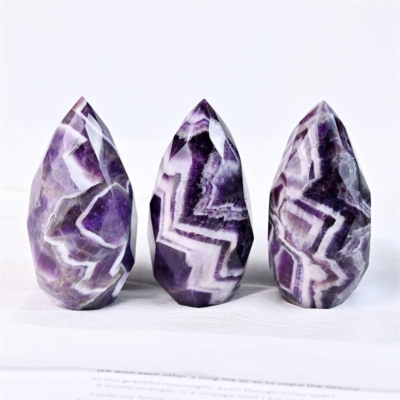 Amethyst Flame Carved Crystal Tower - Halloween Decoration Mineral Specimen