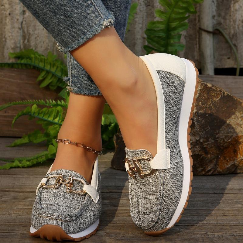 Modische Slip-On runde Zehenpartie dicke Absatz Loafer Damen Wildleder Leder Freizeitschuhe Große Größen Bequeme Flache Schuhe