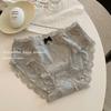 Ladies Spring and Autumn Vintage Lace Bow Pure Cotton Triangle Briefs