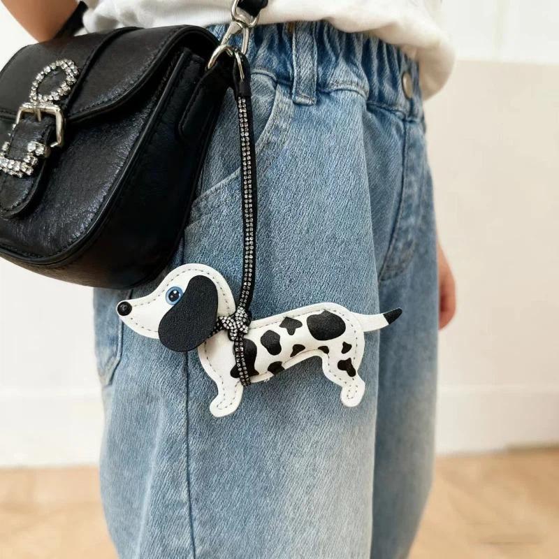 Dachshund Dog Keychain Fashion Pu Leather Dog Keychains For Women Bag Pendant Jewelry