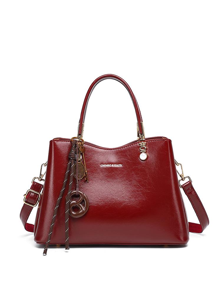 

Xi Zi Red Leather Crossbody Handbag - Versatile Shoulder Bag for Women Red (Oil Wax)