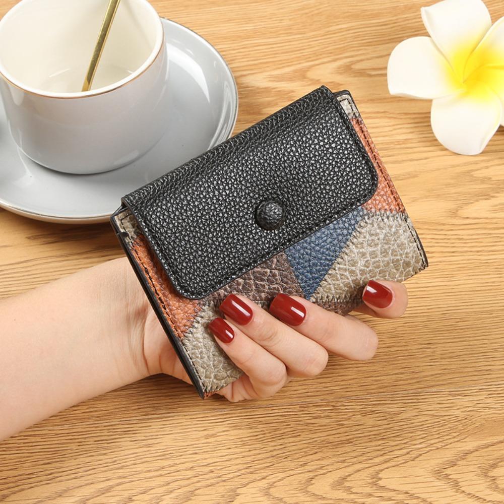 New PU Leather Short Wallet Small Zipper Card Holder Money Bag Women